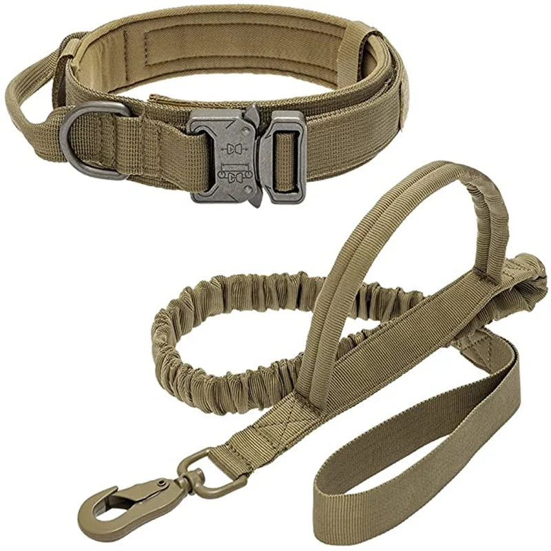 Durable Tactical Dog Collar Leash Set Adjustable Medium Large Dog