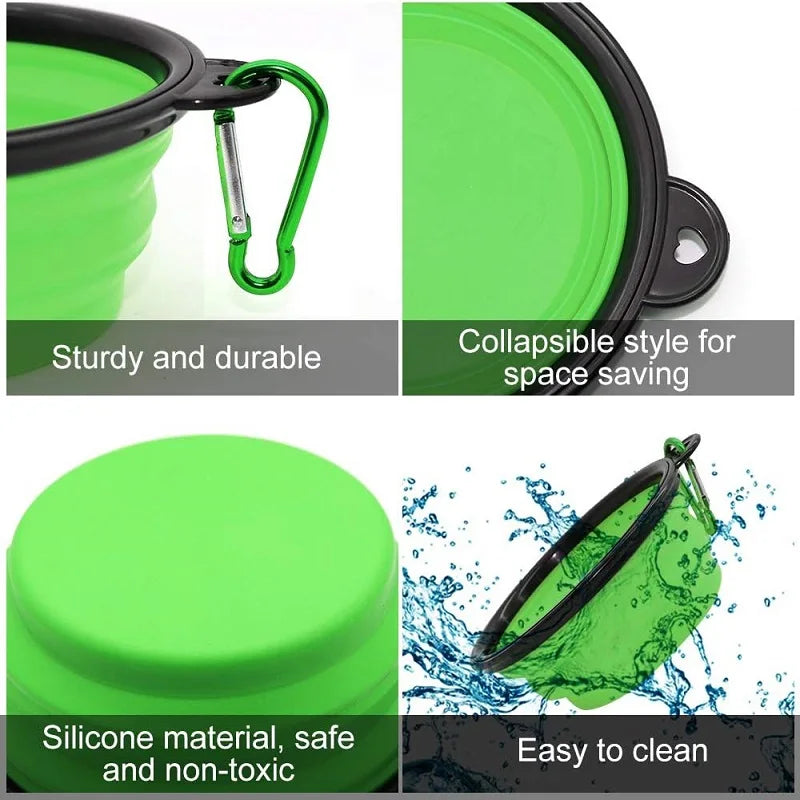 Outdoor Pet Travel Collapsible Portable Puppy Food Container Feeder Bowl