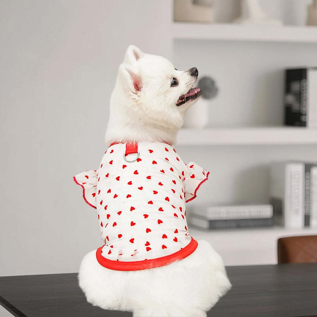 Adorable Puppy Tank Top with Polka Dot Pattern and Ruffle Sleeves for Small Breeds