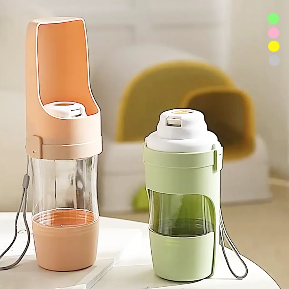 New Portable Two-In-One Foldable Pet Water Bottle with Food Container