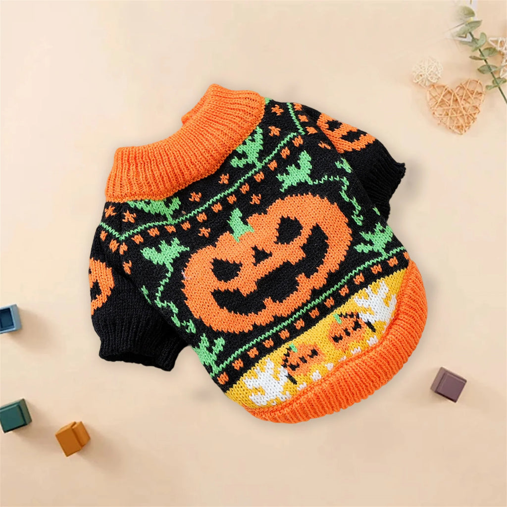 Pumpkin Knitted Sweater Small Dog Cat Outfit