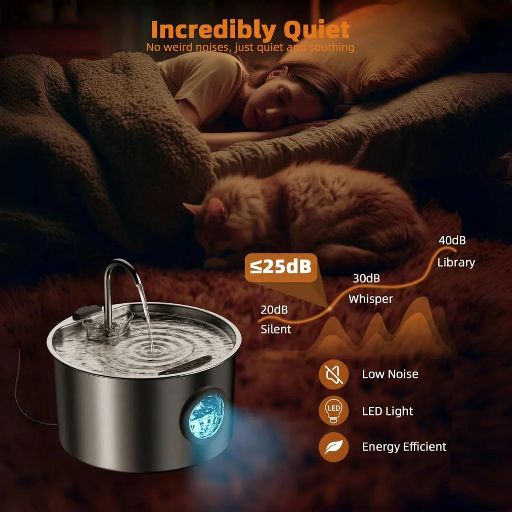 Stainless Steel , 108oz Pet Fountain Dispenser Automatic for Inside Dog Cats.