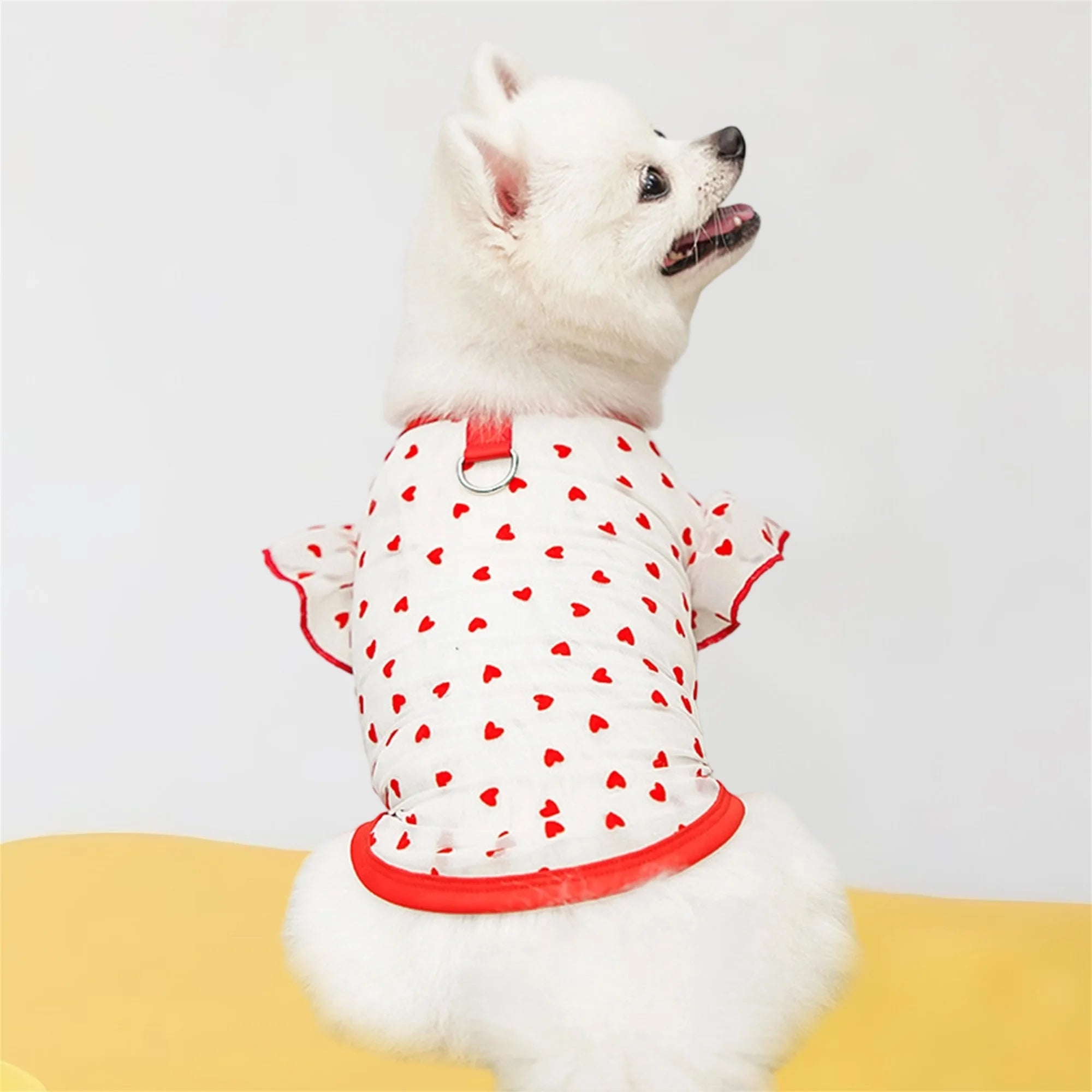 Adorable Puppy Tank Top with Polka Dot Pattern and Ruffle Sleeves for Small Breeds