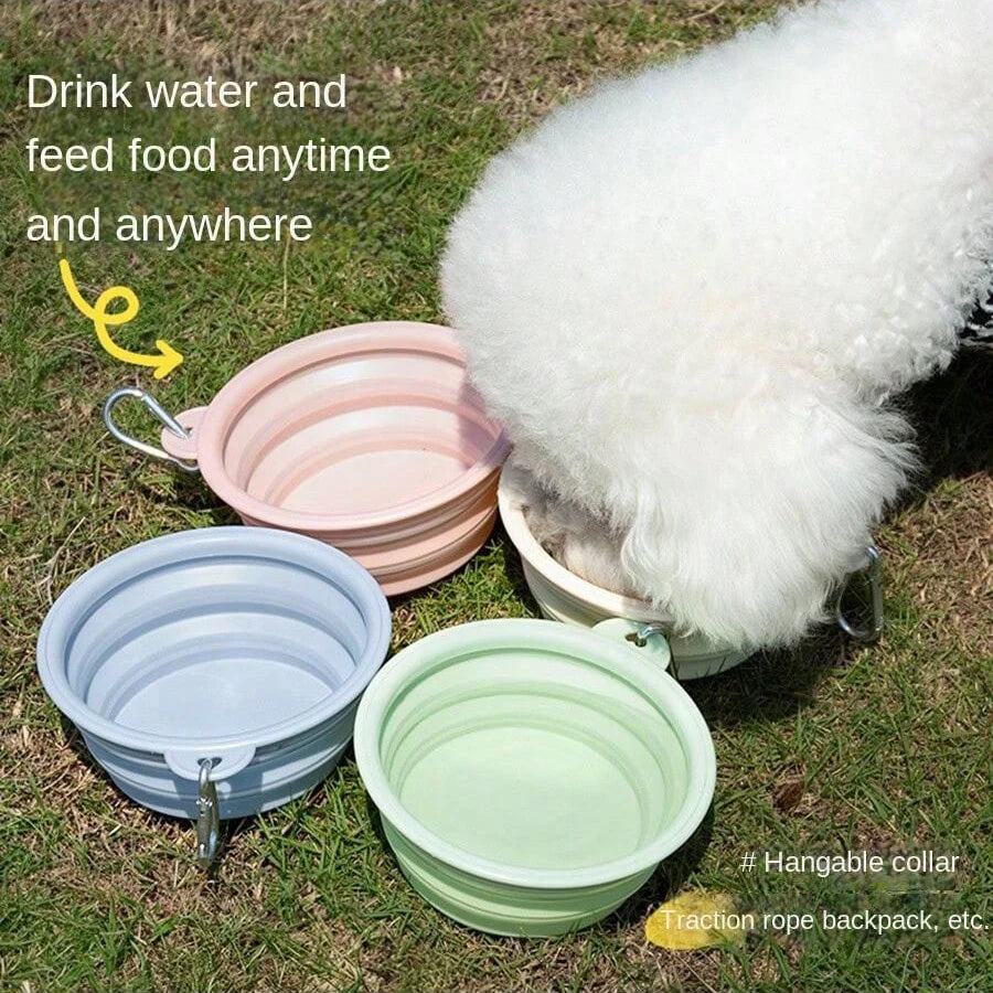 350ml  Pet Outing Portable Foldable Dog Cat Food Bowl  Carabiner