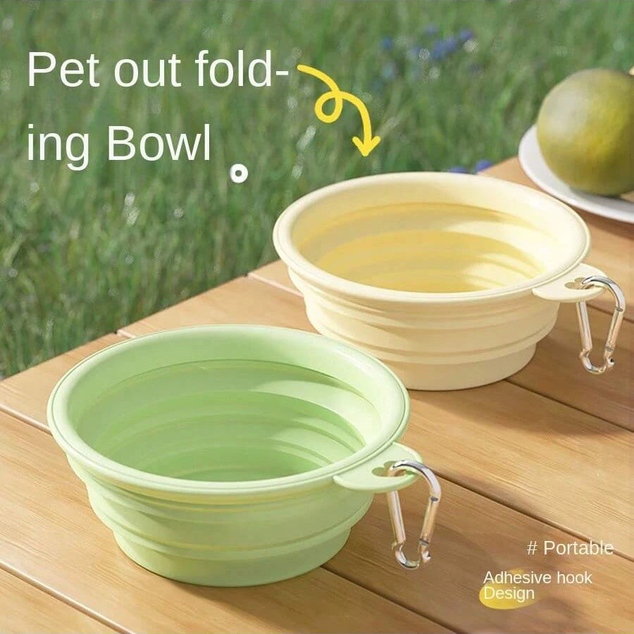 350ml  Pet Outing Portable Foldable Dog Cat Food Bowl  Carabiner