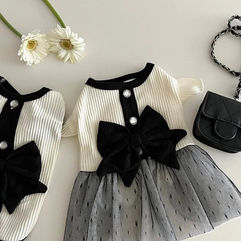 Princess Mesh Puppy Dog Summer Dress Bow Lace