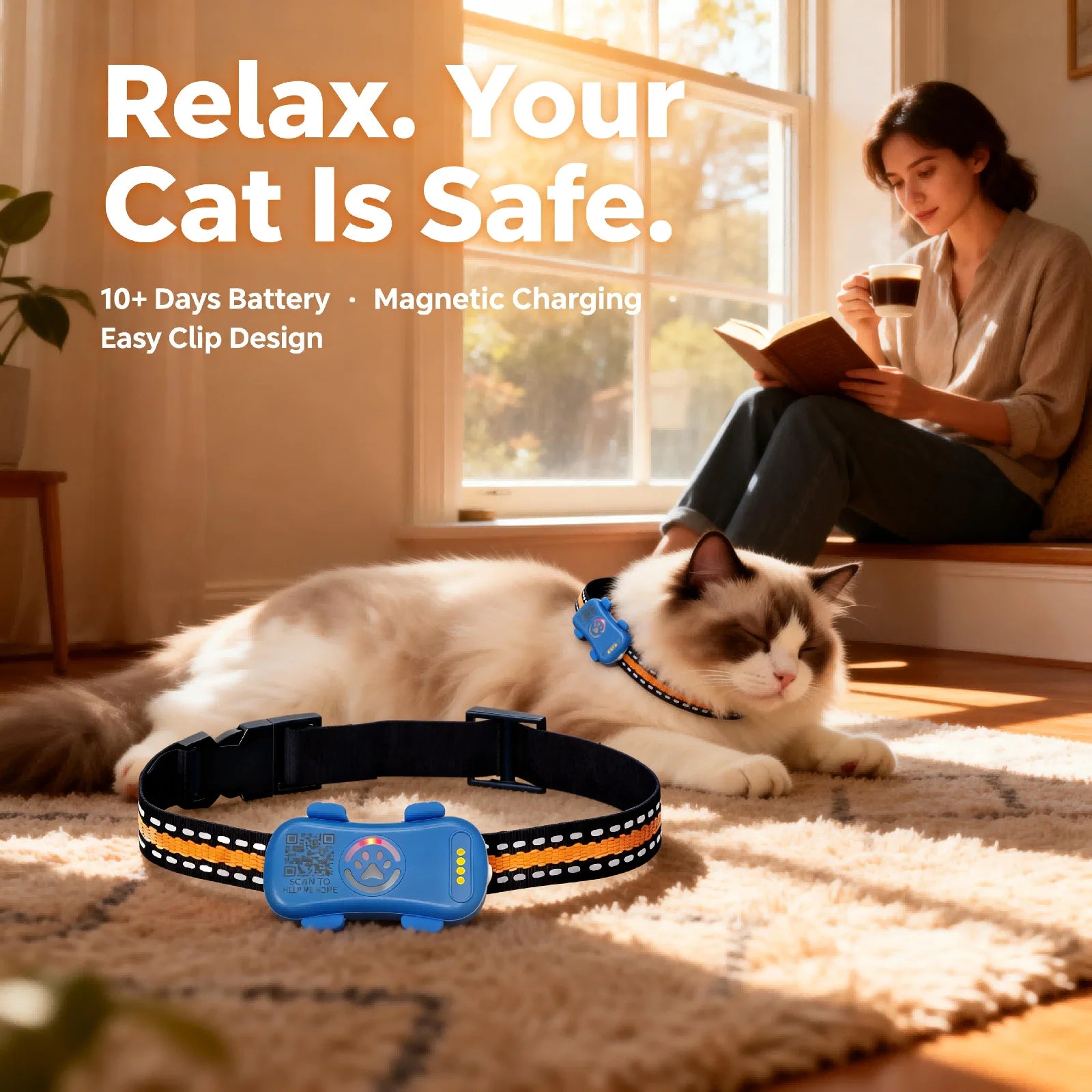 4G GPS Cat Dog Tracker SIM, Wifi  Home Mode, Geo-Fence Alert