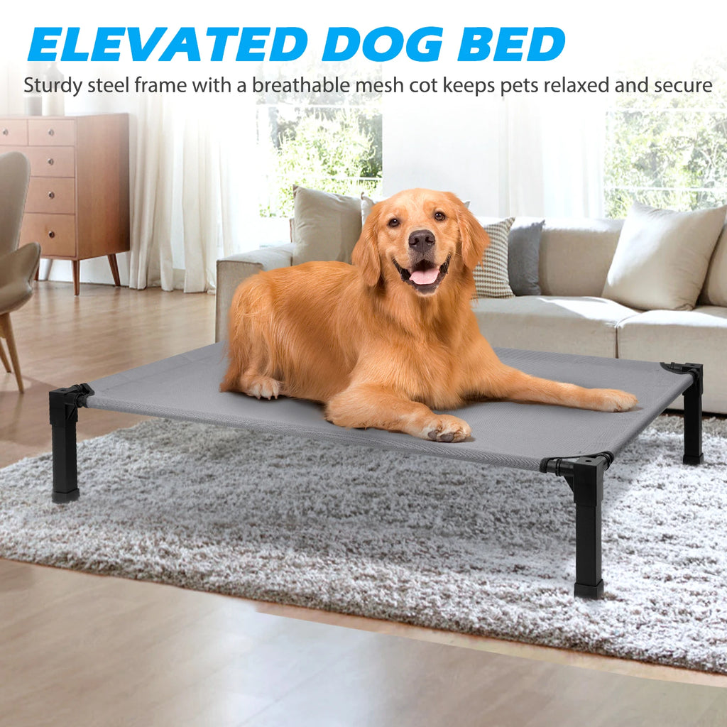 Cooling Raised Pet Cot with Chew Proof Washable Breathable Mesh and Metal Frame,