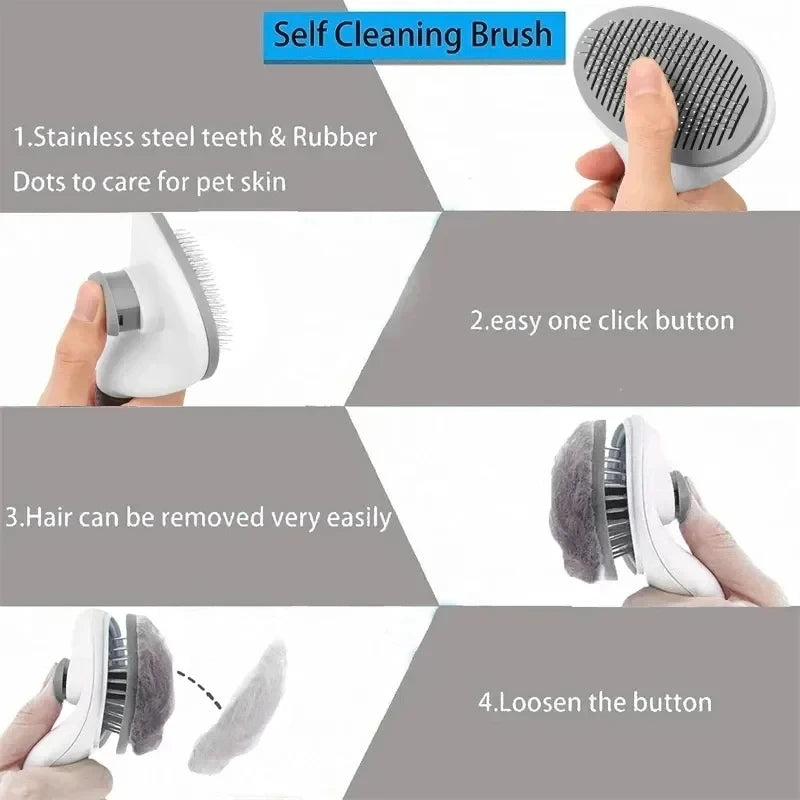Pet Dog Brush Cat Comb Self Cleaning Pet Hair Remover Brush For Dogs Cats