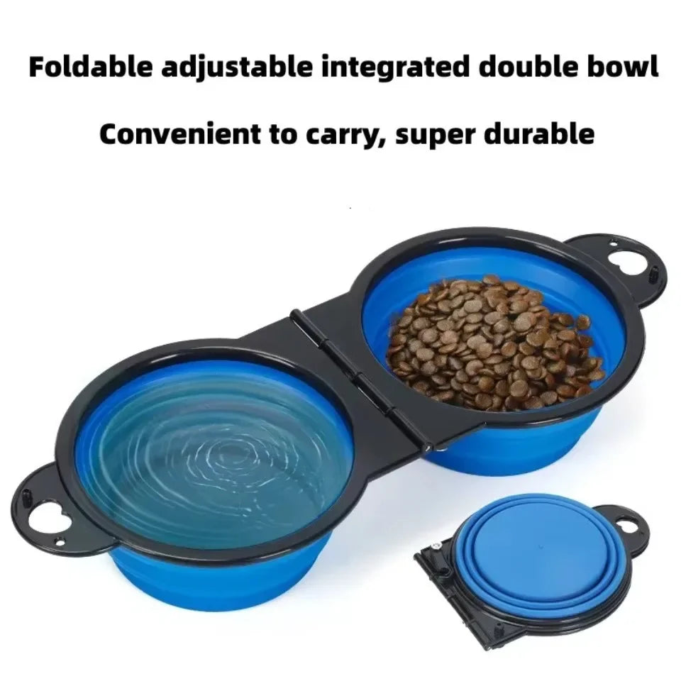 1-piece 2-in-1 Foldable Feeding Bowl Dog Cat Drinking Bowl