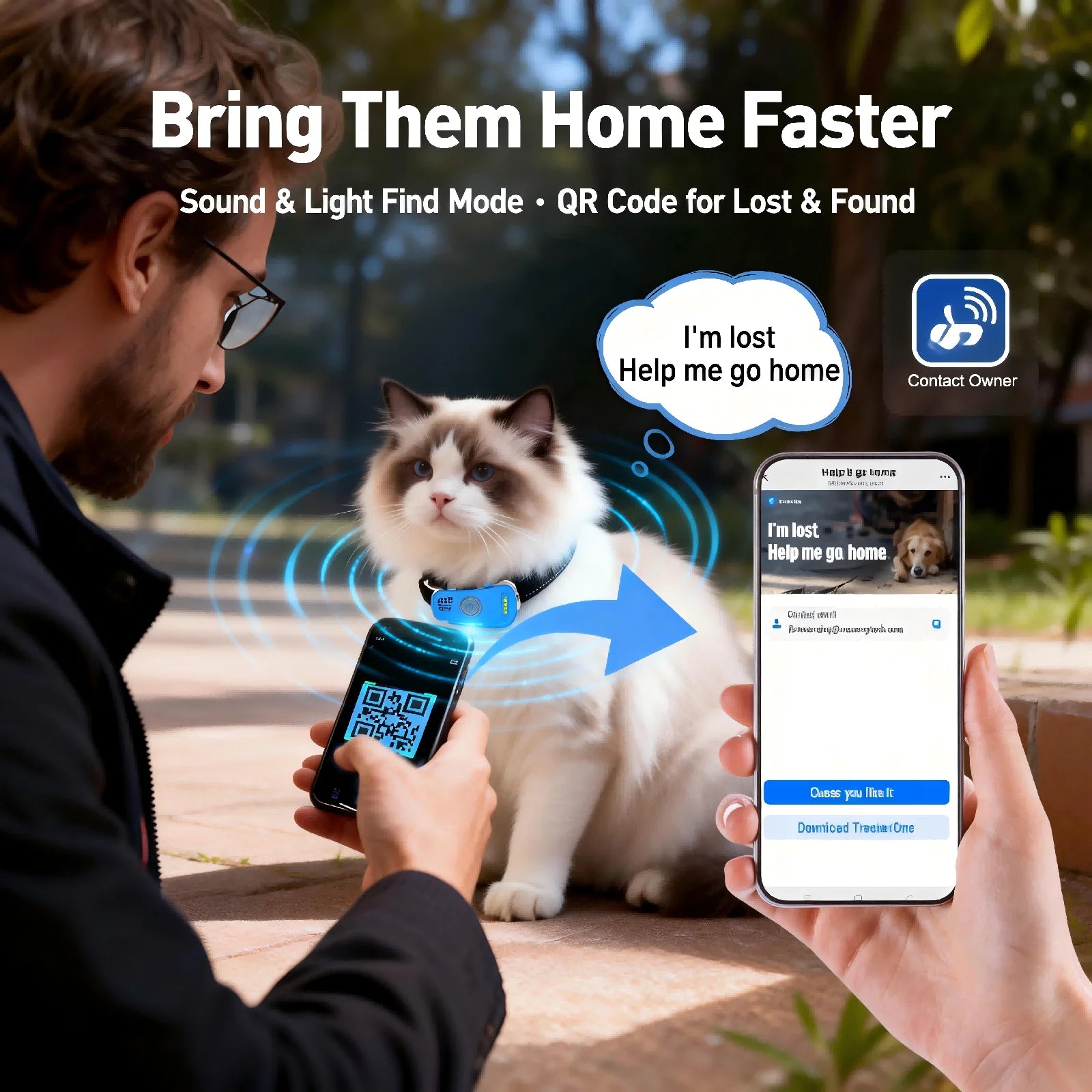 4G GPS Cat Dog Tracker SIM, Wifi  Home Mode, Geo-Fence Alert