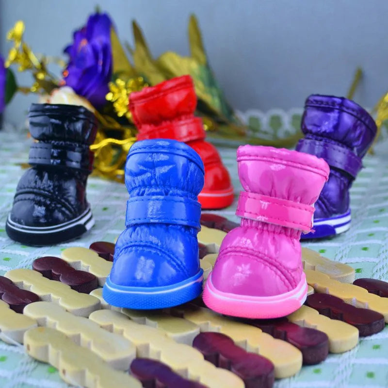 Warm Pet Dog Shoes For Autumn Winter Fleece Puppy Shoes Waterproof