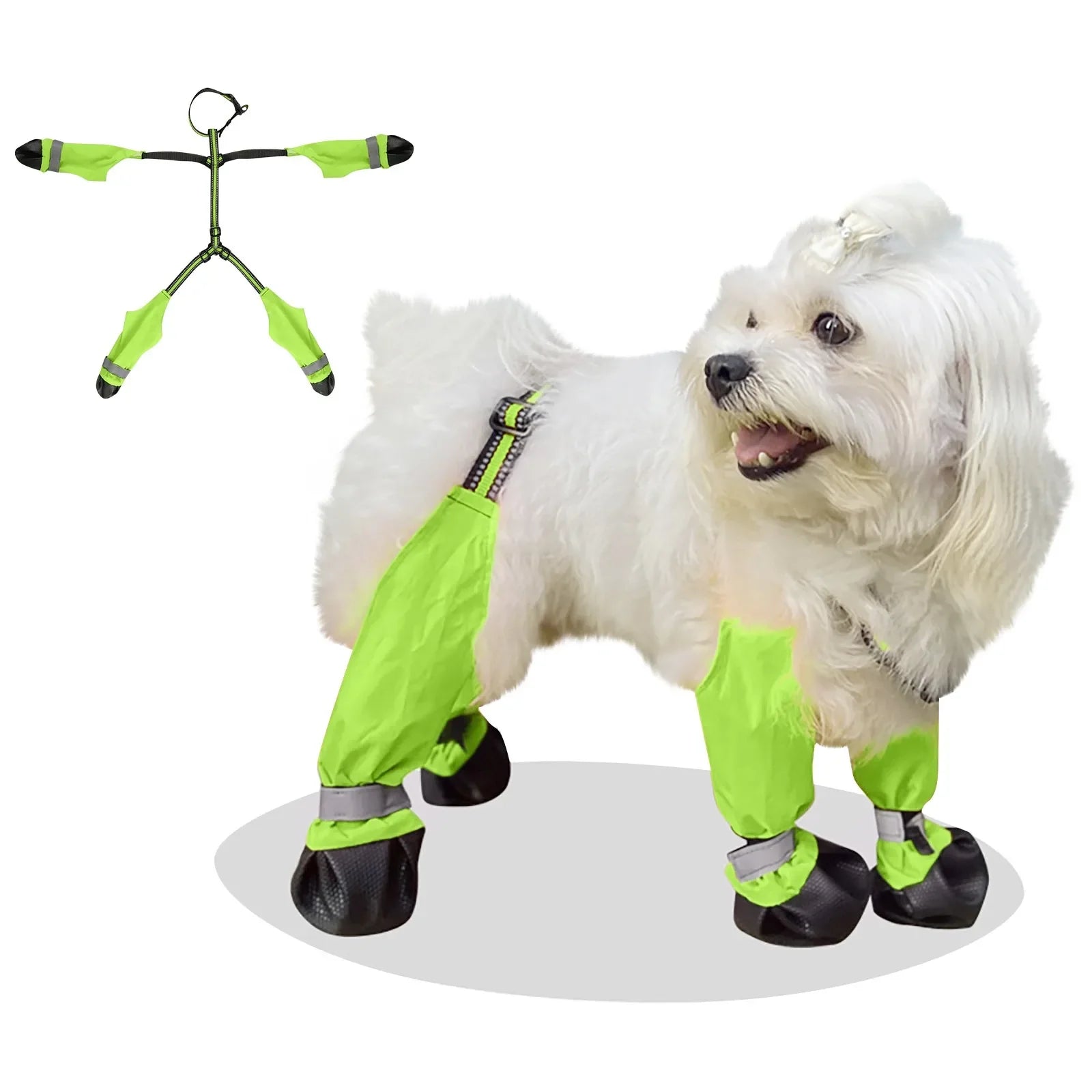 Water Proof Dog Shoes With Suspenders Slip Reflective Bootsl