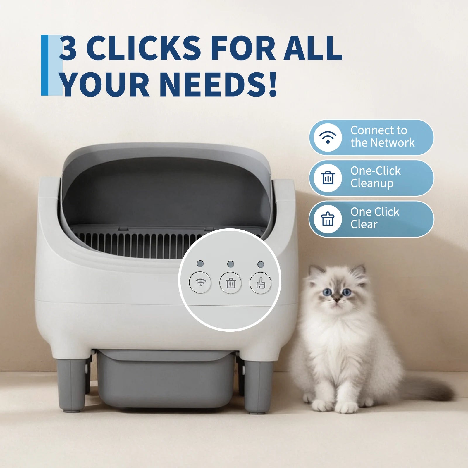 Self Cleaning Automatic Cat Litter Box, APP Control odor-free