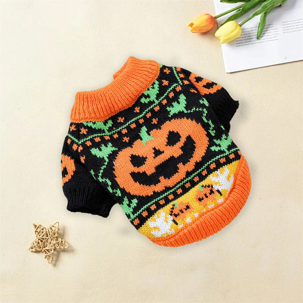 Pumpkin Knitted Sweater Small Dog Cat Outfit