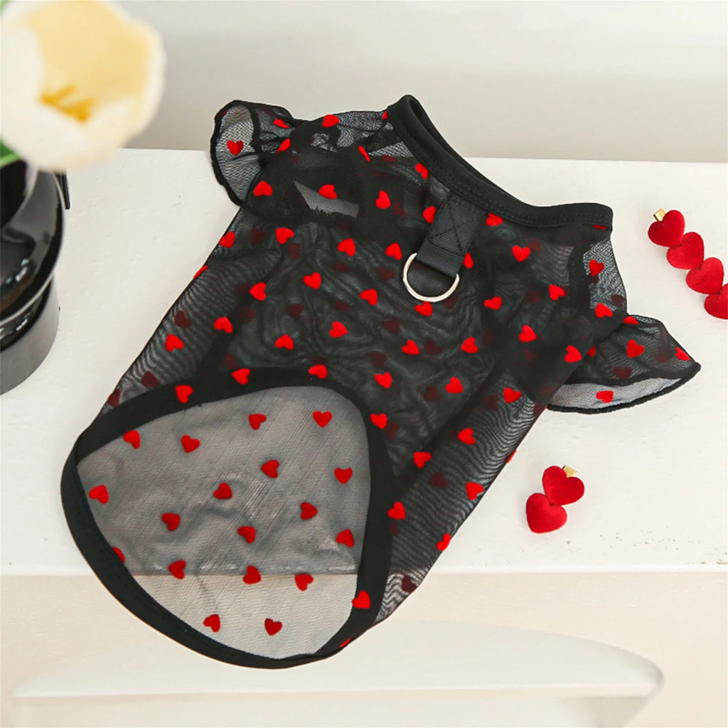 Adorable Puppy Tank Top with Polka Dot Pattern and Ruffle Sleeves for Small Breeds