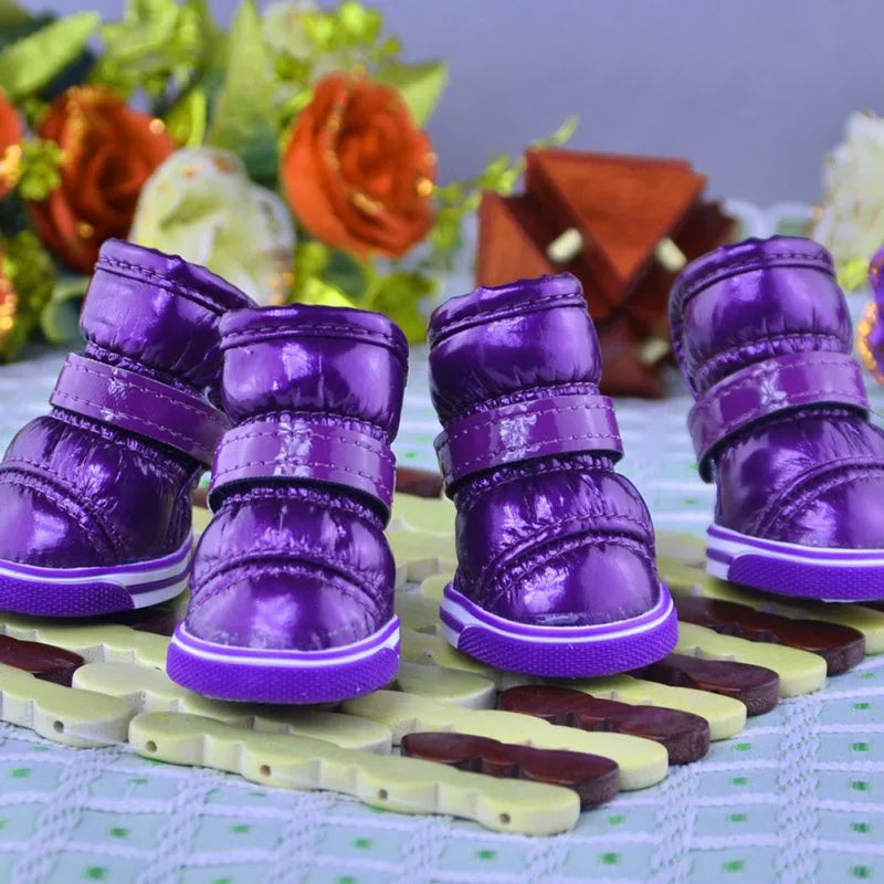 Warm Pet Dog Shoes For Autumn Winter Fleece Puppy Shoes Waterproof