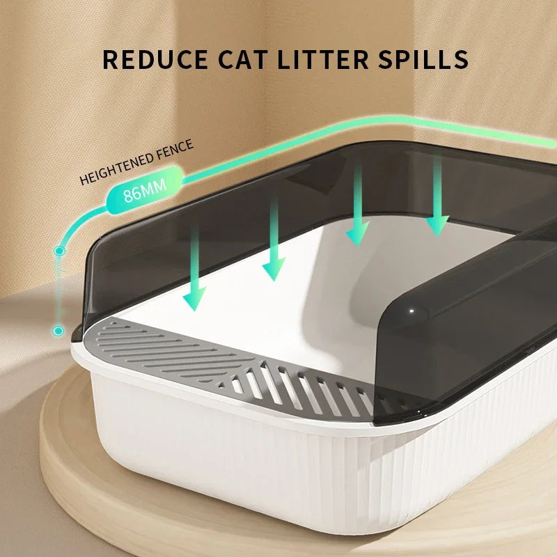 Large Capacity Cat Litter Box Semi-closed Anti Splash Cat Tray