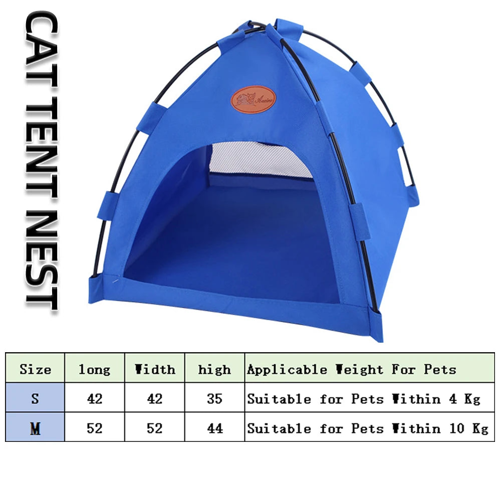 Foldable Pet Tent Bed Cats House Warm Cushions Four Seasons Universal Cat and Dog Pets Nest Cool Mat Outdoor Portable Breathable