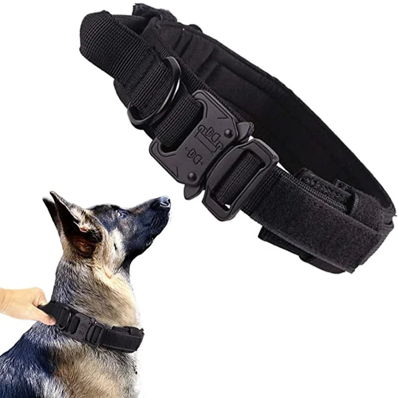 Durable Tactical Dog Collar Leash Set Adjustable Medium Large Dog