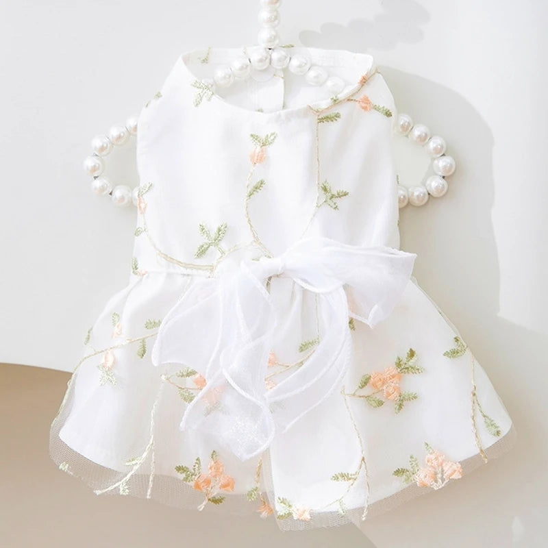 Princess Mesh Puppy Dog Summer Dress Bow Lace