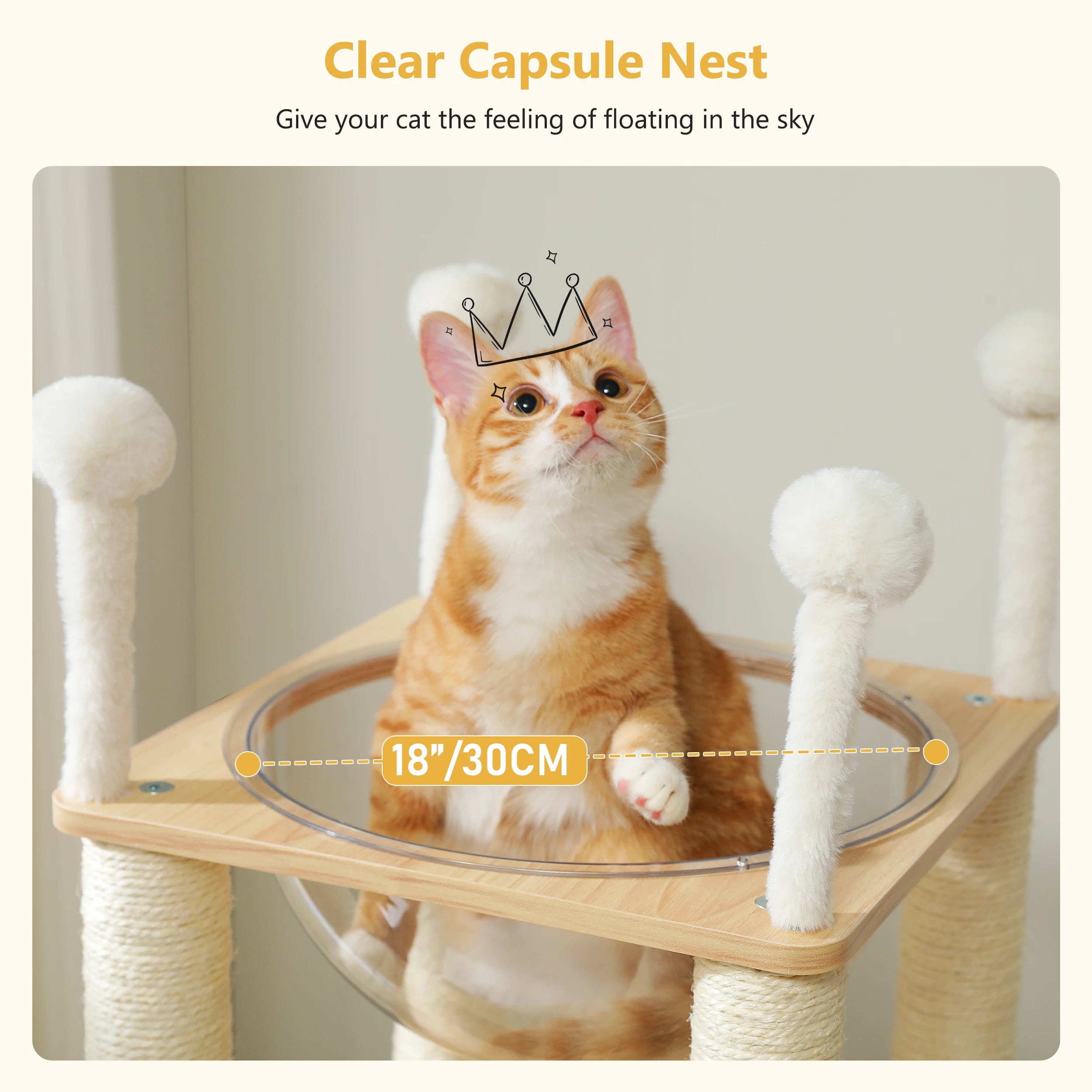 Cat Tower with 2-Floor Condo Cat Furniture with Cat Scratching Posts Capsule Nest and Dangling Balls
