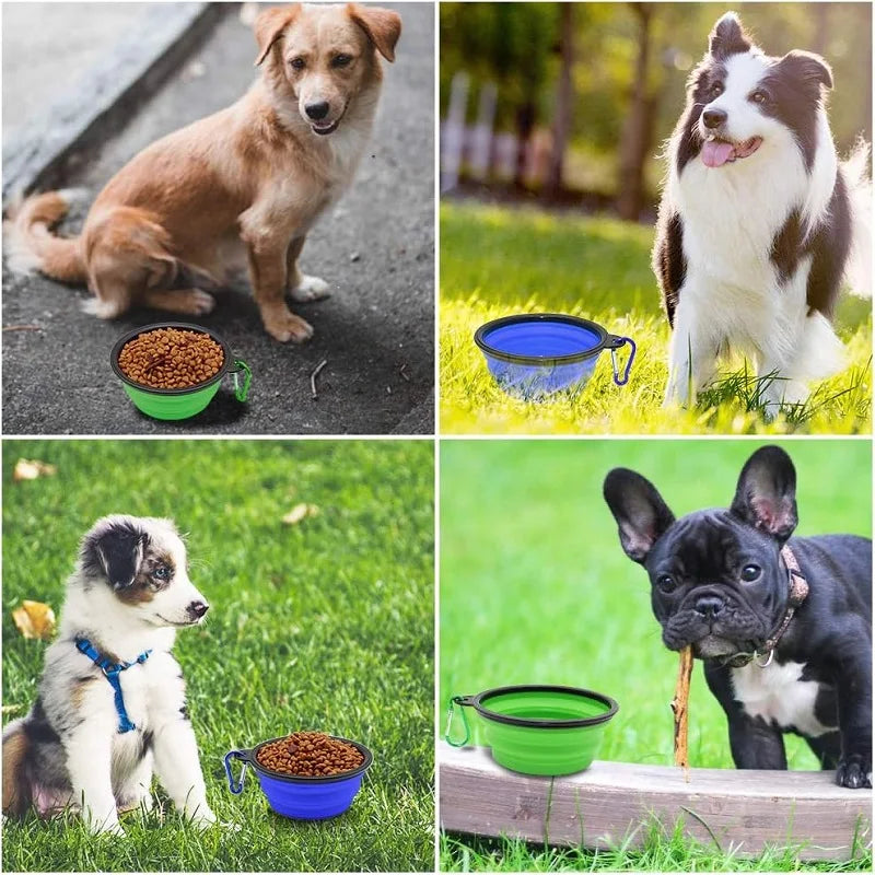 Outdoor Pet Travel Collapsible Portable Puppy Food Container Feeder Bowl