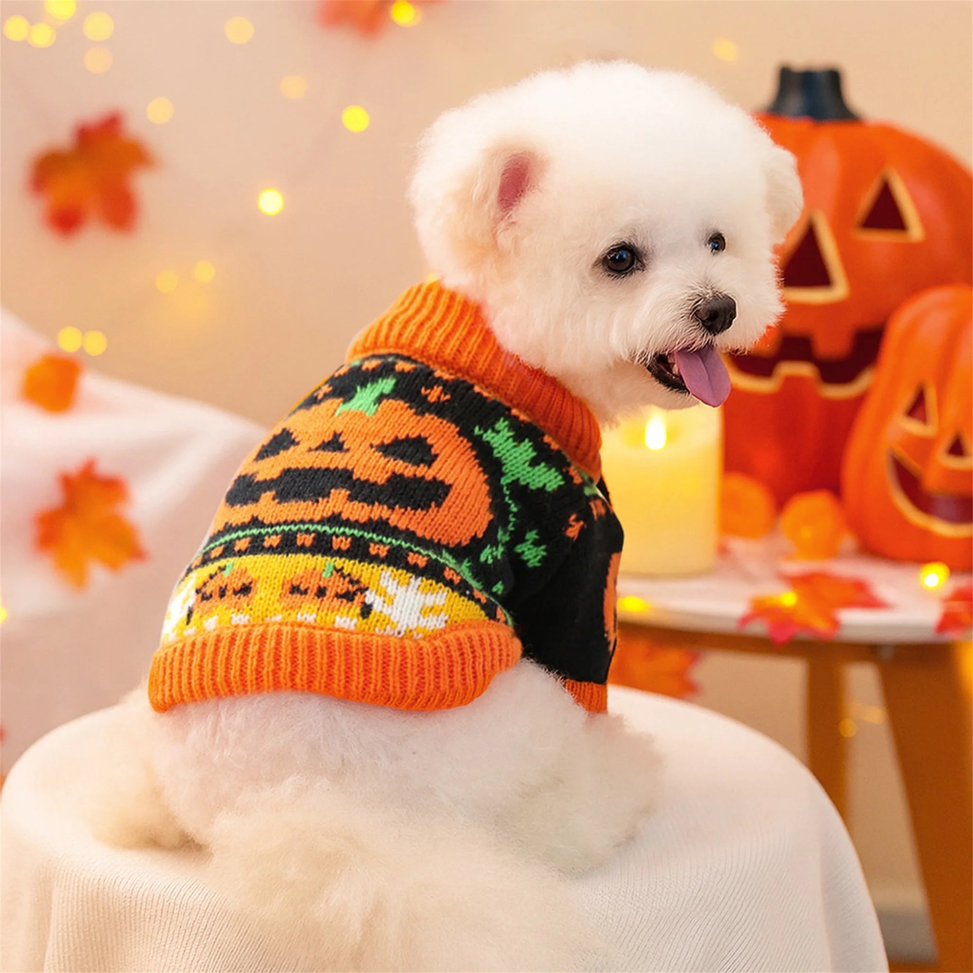 Pumpkin Knitted Sweater Small Dog Cat Outfit