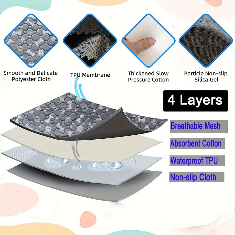 Reusable Dog Pee Pad Cute Print Washable Puppy Training Pad for Cat Dogs