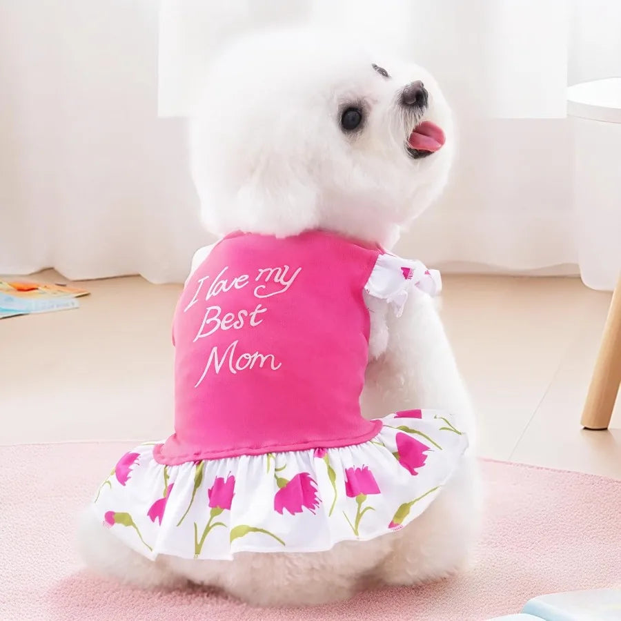 4 Pieces Colorful Flower Dresses for Small Female Dogs Fashionable Apparel