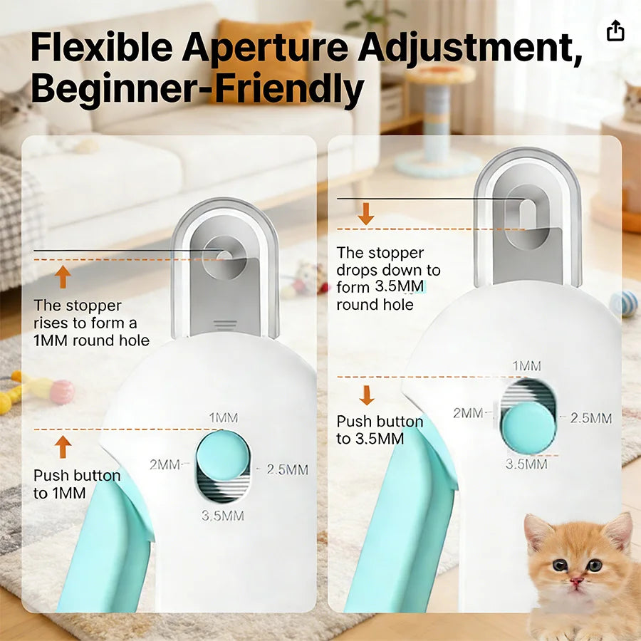 Cat & Dog Nail Clipper with File, Adjustable Round Hole Safe Trimmer