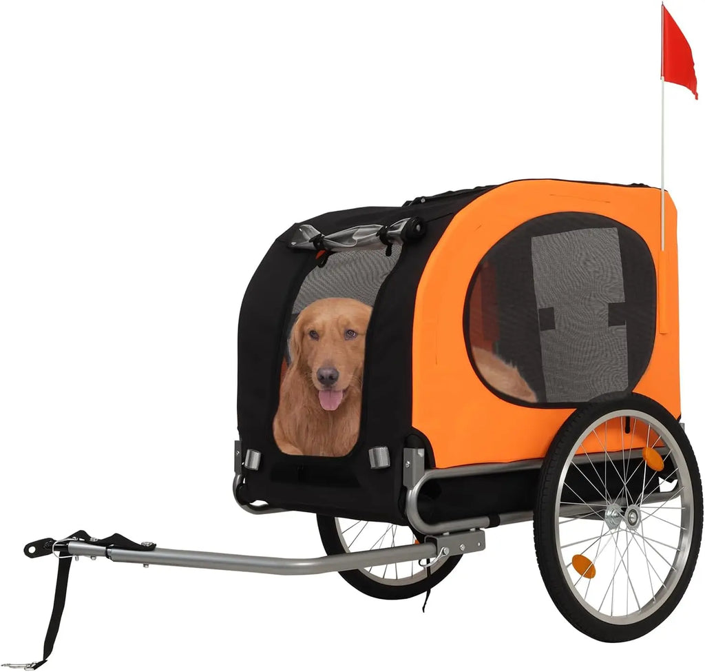 Steel Dog Bike Trailer Folding Pet Cart Bicycle Carrier Max 40kg