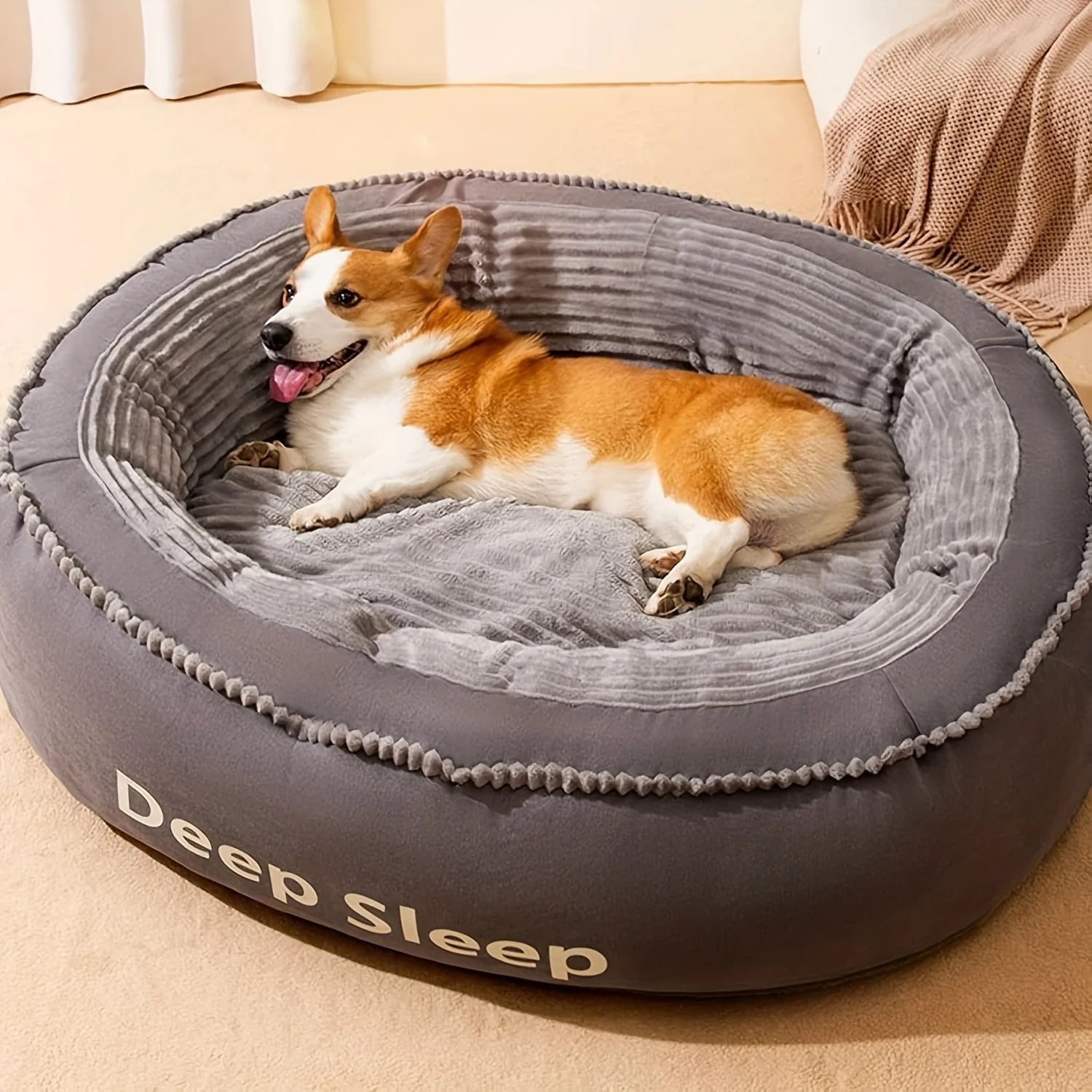 Pet Bed Comfortable Donut Round Soft Washable Dog Cat Cushion
