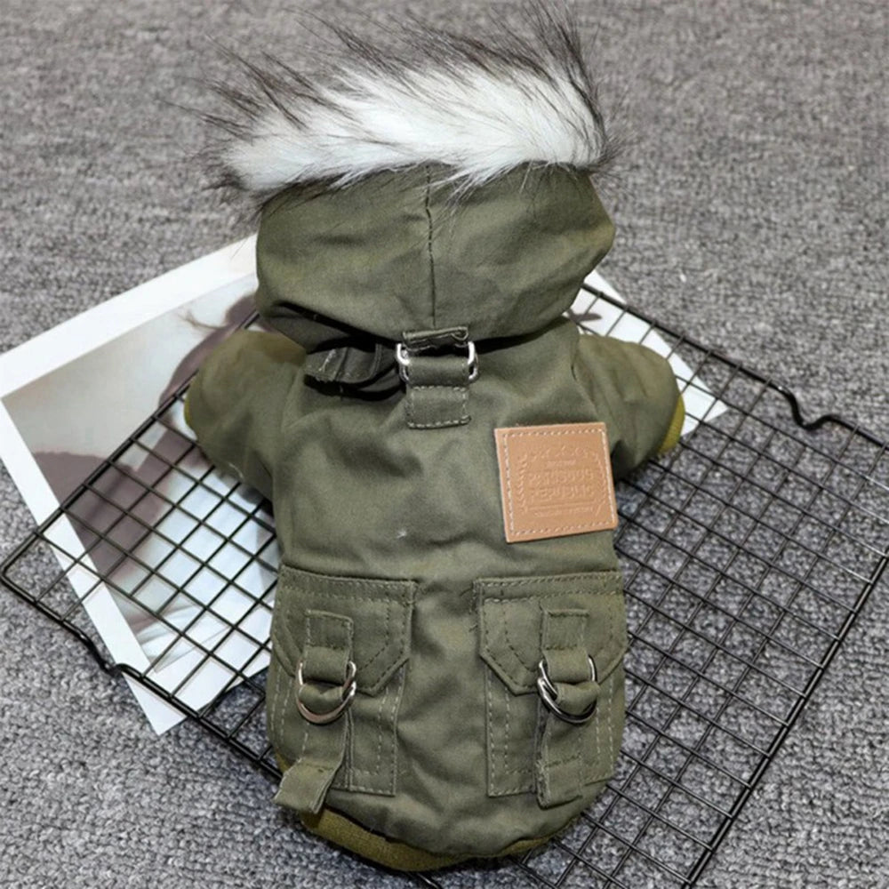 Dog Jacket With Harness Winter Hiking Coat Hoodie Vest Windproof Outdoor Jacket