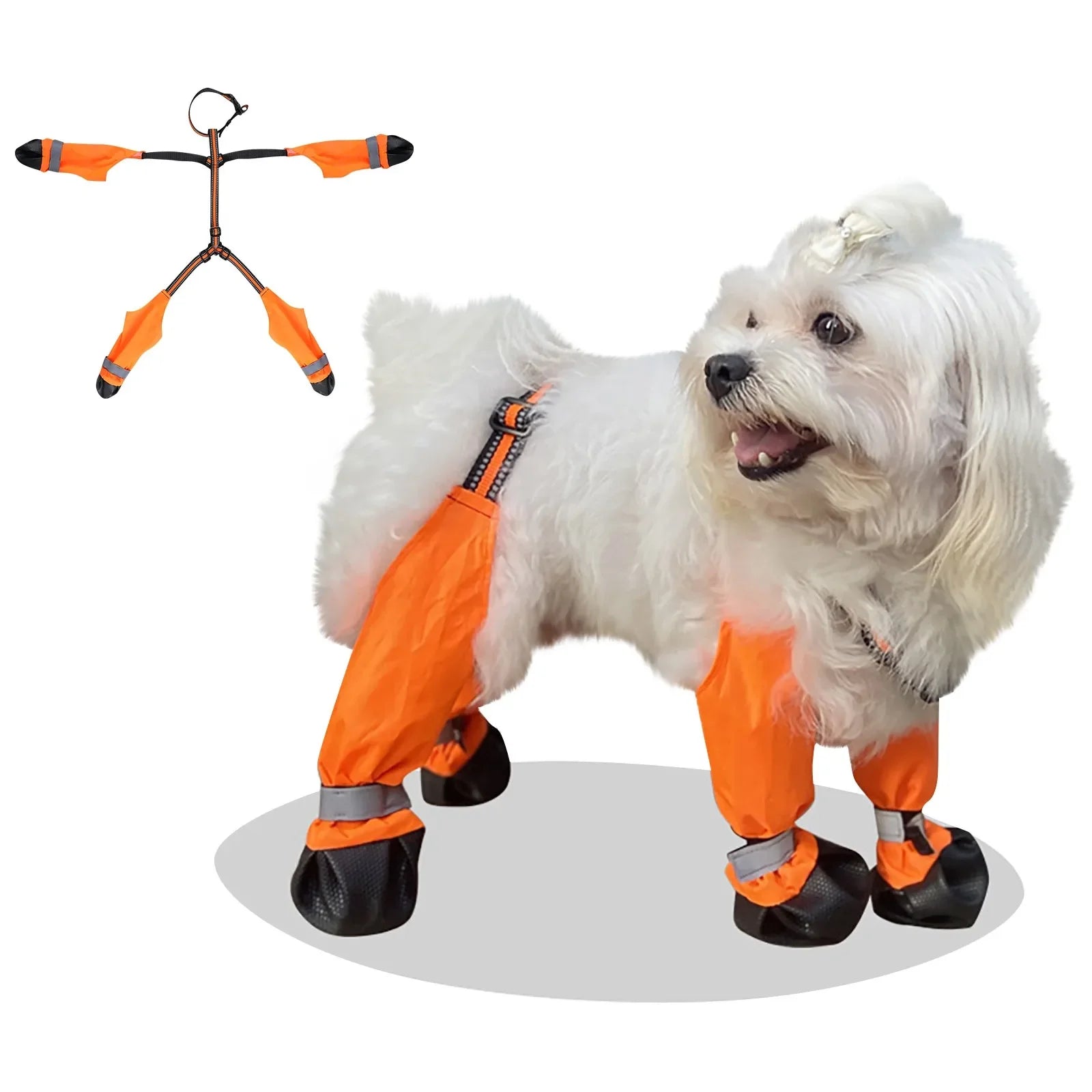 Water Proof Dog Shoes With Suspenders Slip Reflective Bootsl