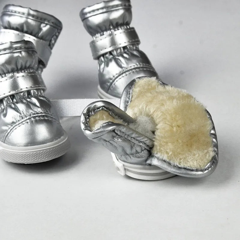 Warm Pet Dog Shoes For Autumn Winter Fleece Puppy Shoes Waterproof