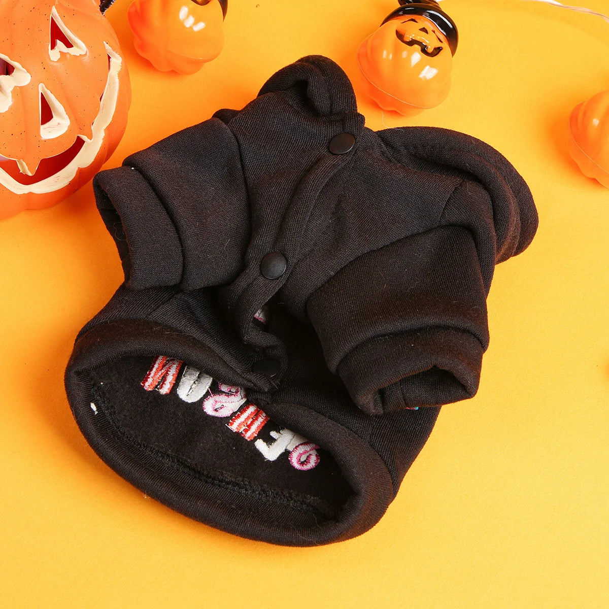 Halloween Sweater Dog Cat Black Funny Hooded Open Button Jacket