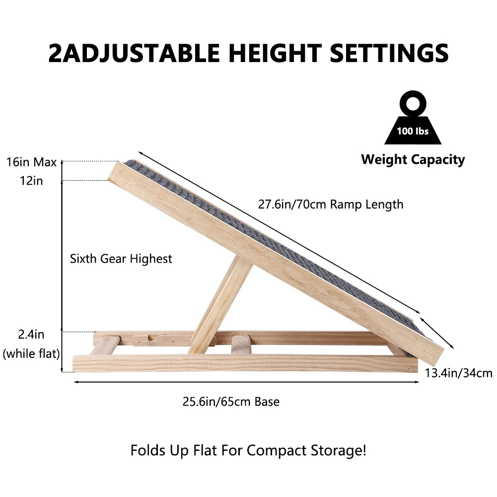 Pet Ramp Ladder Natural Pine Wooden Lightweight Folding