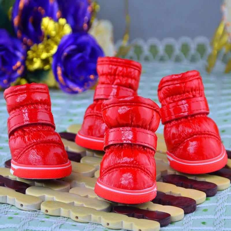Warm Pet Dog Shoes For Autumn Winter Fleece Puppy Shoes Waterproof