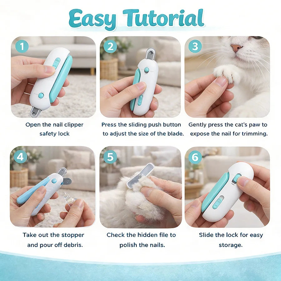 Cat & Dog Nail Clipper with File, Adjustable Round Hole Safe Trimmer