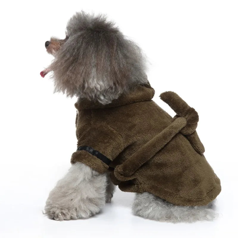 Bathrobe with Hooded Dog Pajamas Bath Drying Towel Clothes