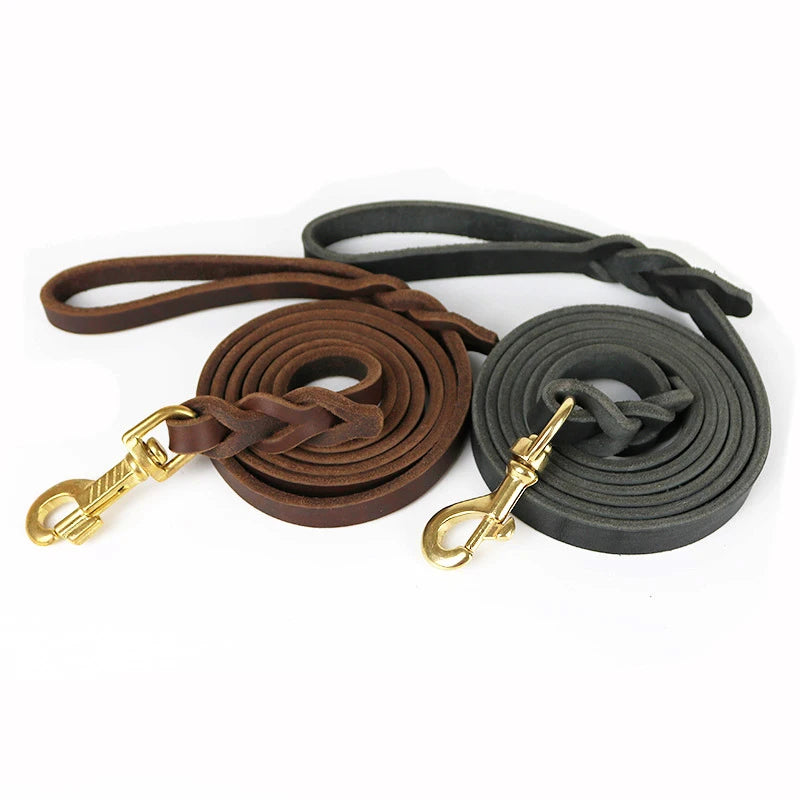 Leather Dog Leash, Heavy Duty Genuine Leather Braided Dog Leashes