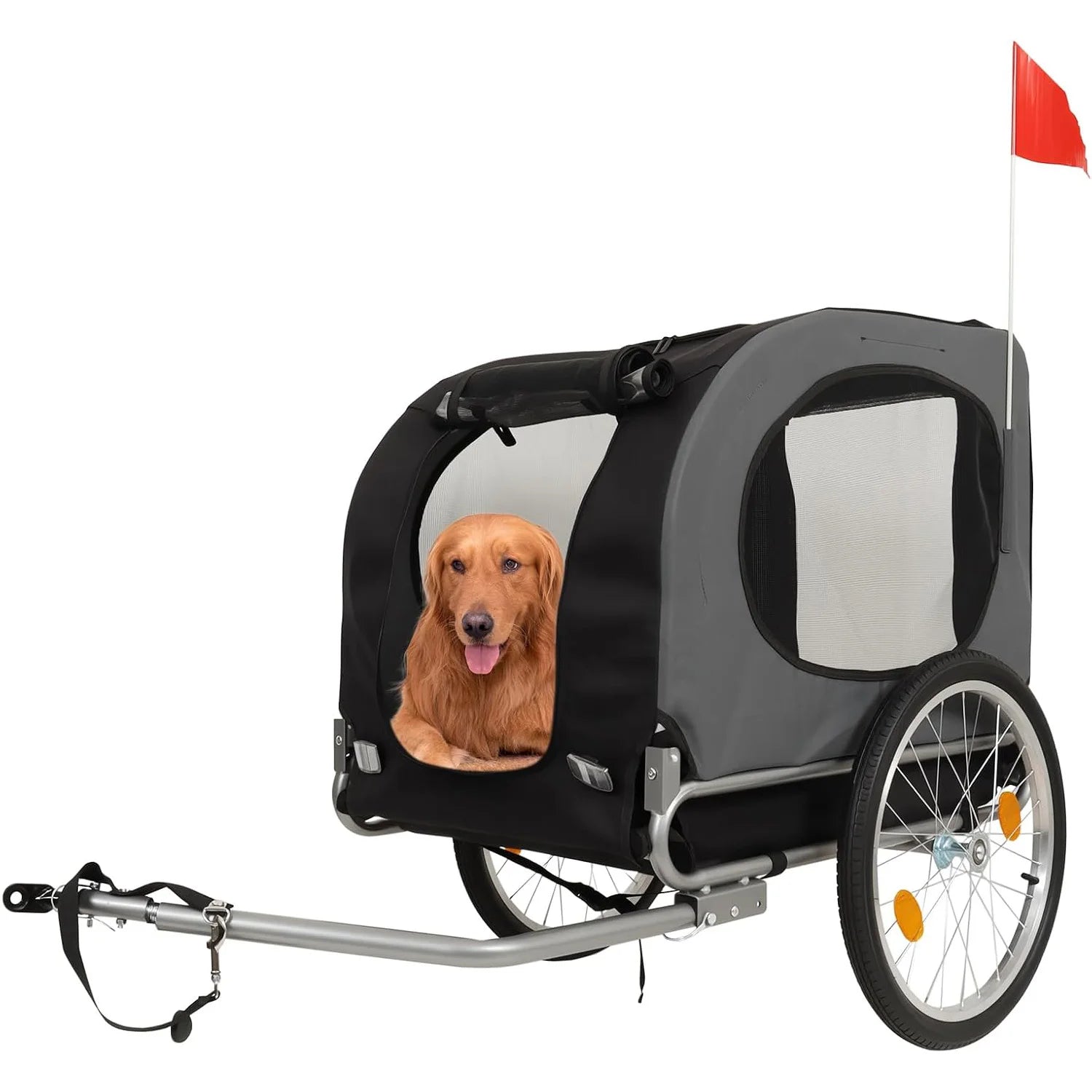 Steel Dog Bike Trailer Folding Pet Cart Bicycle Carrier Max 40kg
