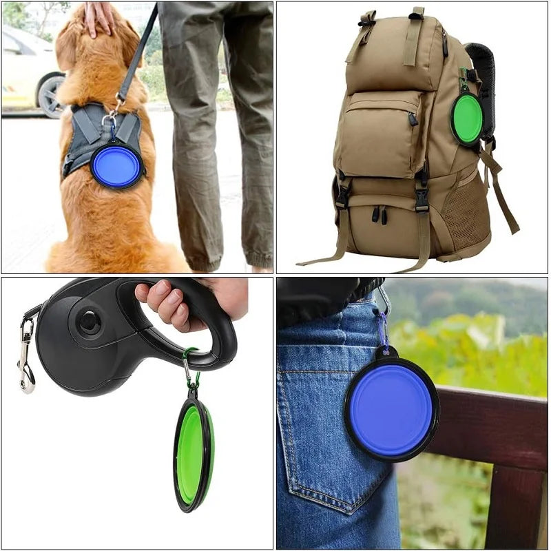 Outdoor Pet Travel Collapsible Portable Puppy Food Container Feeder Bowl