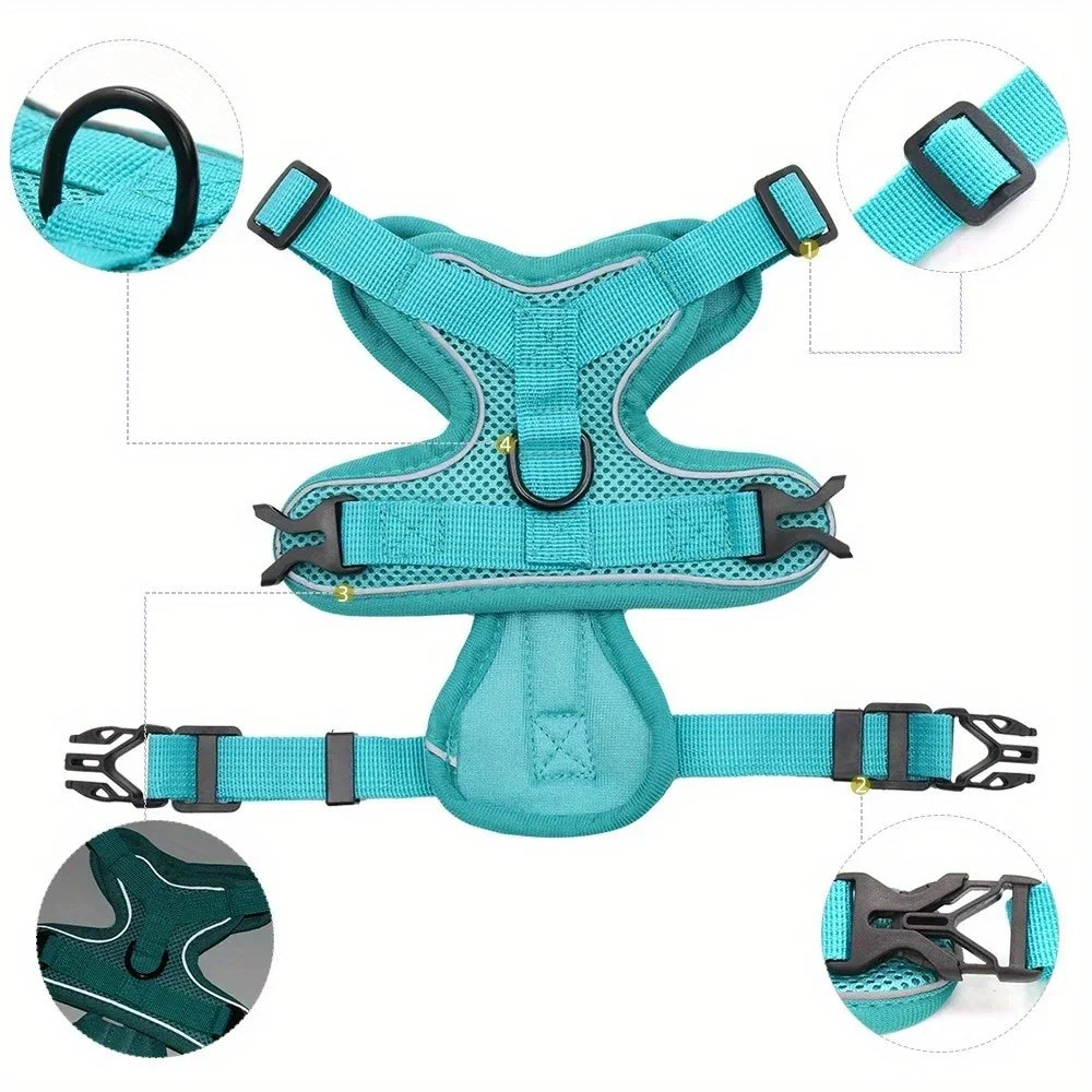 No Pull Harness and Leash Set Adjustable for Small Dogs Cats Reflective.