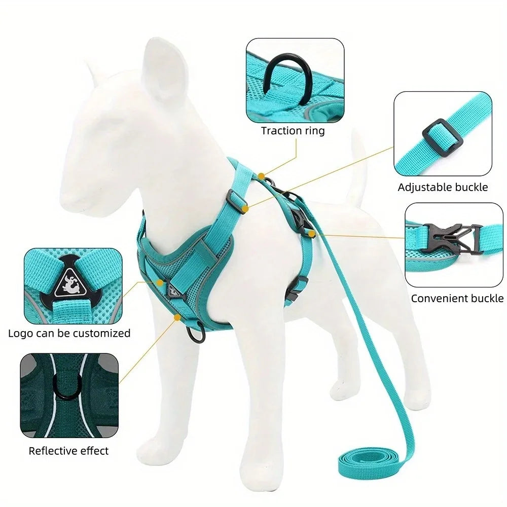 No Pull Harness and Leash Set Adjustable for Small Dogs Cats Reflective.
