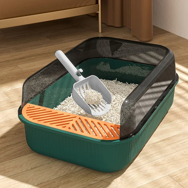 Large Capacity Cat Litter Box Semi-closed Anti Splash Cat Tray
