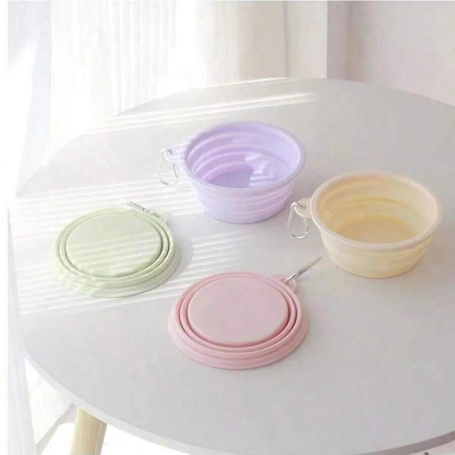 350ml  Pet Outing Portable Foldable Dog Cat Food Bowl  Carabiner