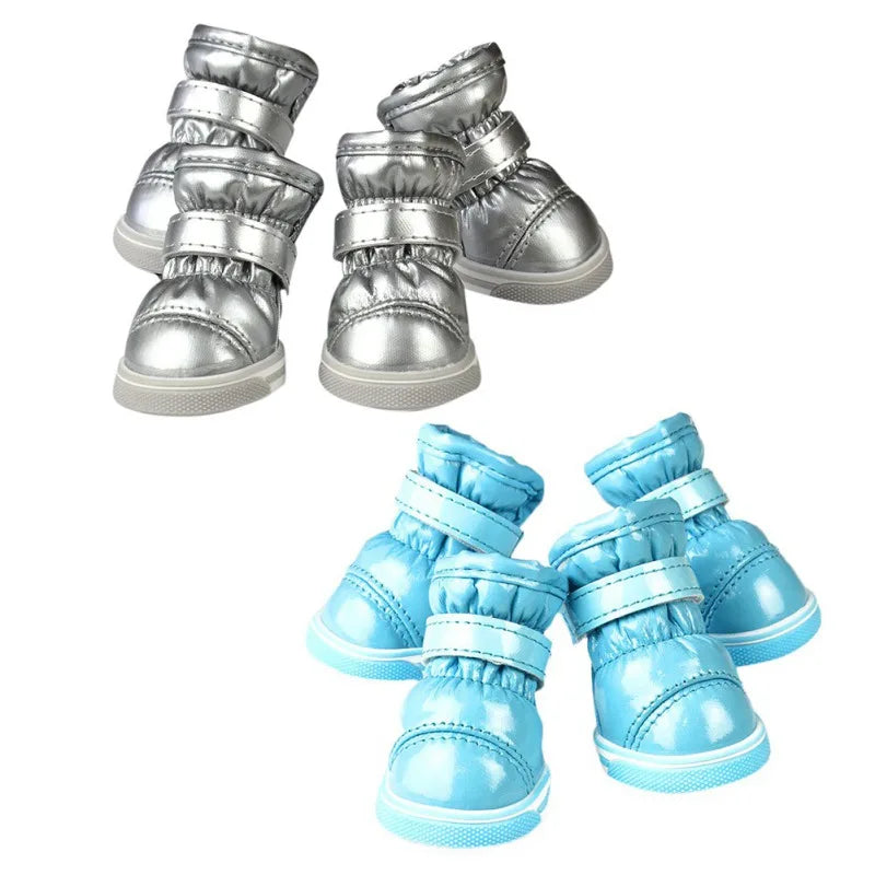 Warm Pet Dog Shoes For Autumn Winter Fleece Puppy Shoes Waterproof
