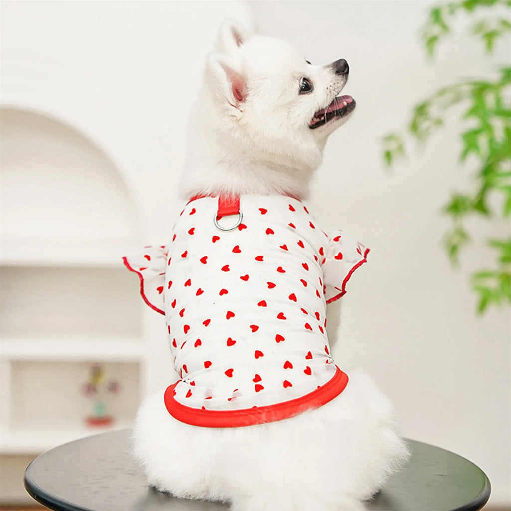 Adorable Puppy Tank Top with Polka Dot Pattern and Ruffle Sleeves for Small Breeds